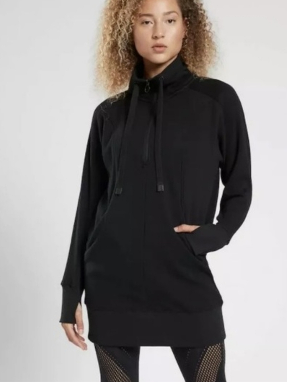 Athleta NWT Black Cozy Karma 1/2 Zip Dress